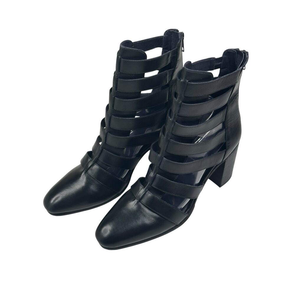 Vintage Foundry Co. Vivi Heel Black Leather Cage Sandal Womens Size 9 New $170